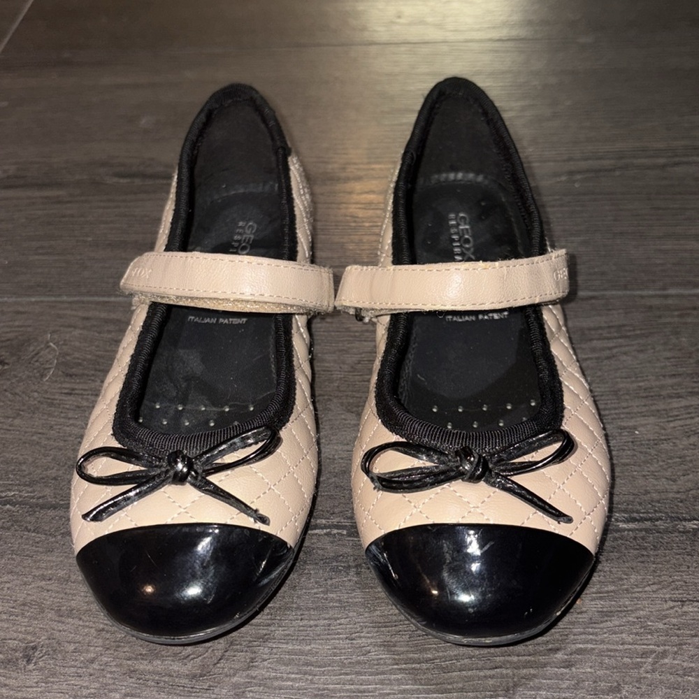 Geox Girls Pile Respira Quilted Mary Jane Flats Size 30 EU/ 12 US Tan/Black - Picture 4 of 12